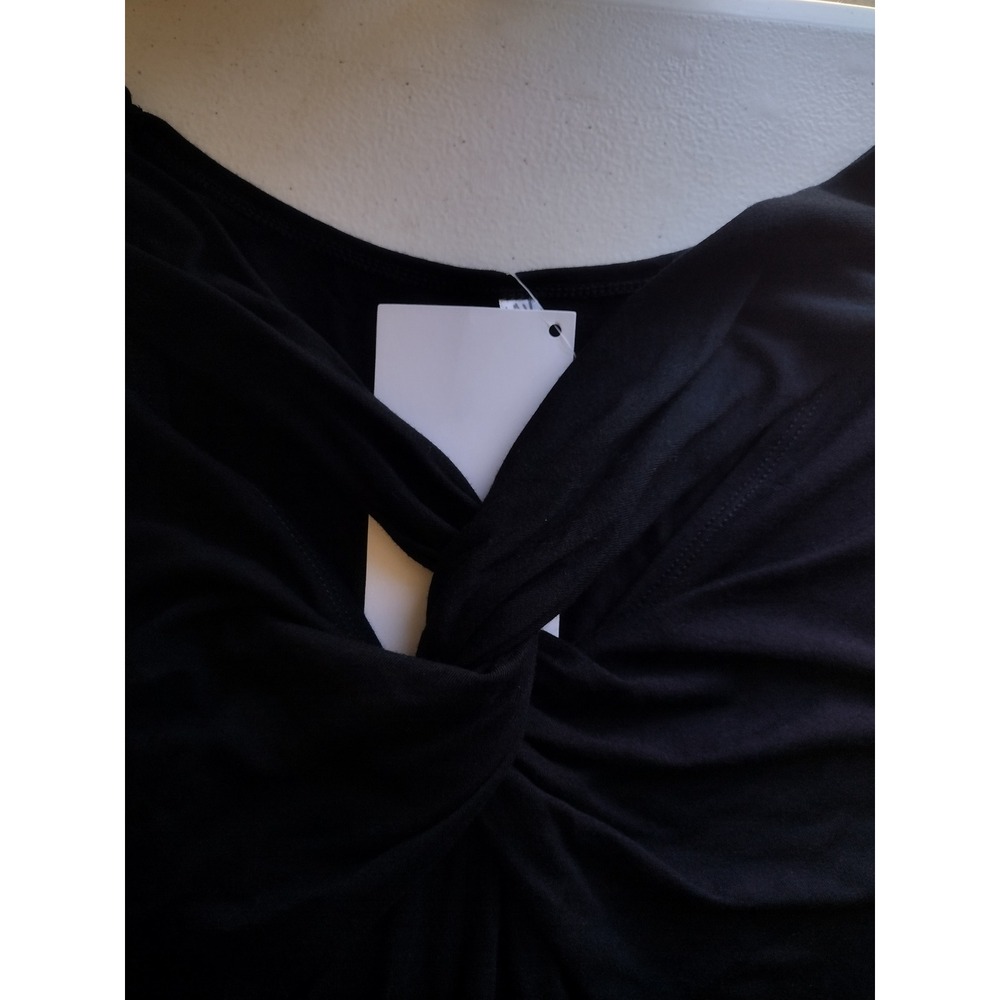 Fabletics Sadie Long Sleeve Top Black Twisted Front Ruched Jersey XL - Picture 2 of 7